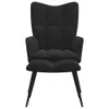 A black velvet armchair with a matching ottoman and black legs, presented from a front view against a white background. Náhľad obrázku produktu