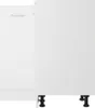 A white corner base cabinet with black legs. Náhľad obrázku produktu
