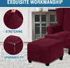(Červená) Square Stool Cover Stretch Ottoman Cover Plush, Náhled obrázku produktu 3
