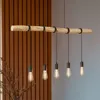 Lindby Hängeleuchte Rom, 5-flg., Holz, Seil, schwarz, 116 Produktbild-Vorschau 2