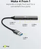 A product image showing a USB hub with its various ports and connection cable, along with descriptive text and labels. Anteprima dell’immagine prodotto