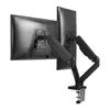 A dual monitor arm mount clamped to a desk, shown from the back. Náhled obrázku produktu