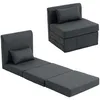 HOMCOM Bodensessel 2-in-1 Klappbar Schlafsofa mit Kordoptik Produktbild-Vorschau 1