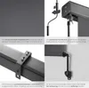 A collage of four close-up images showing details of a retractable awning system. Náhled obrázku produktu