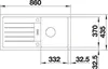 A technical drawing of a sink with dimensions indicated. Anteprima dell’immagine prodotto