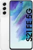 A white Samsung Galaxy S21 FE 5G smartphone is shown from the front, displaying its screen and camera array. Podgląd zdjęcia produktu