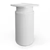 A white, adjustable furniture leg with a mounting plate is shown against a white background. Produktbild-Vorschau