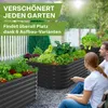 A couple looking at raised garden beds filled with plants in a backyard setting. Produktbild-Vorschau