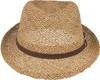 Fiebig luftiger Strohhut Seegras  Stroh Trilby  mit Kunstleder-Garnitur in beige Anteprima dell’immagine prodotto