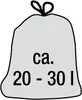 A graphic illustration of a trash bag with text indicating its approximate capacity. Anteprima dell’immagine prodotto