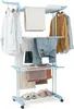 A multi-tiered clothes drying rack with various garments and accessories displayed on it. Náhľad obrázku produktu