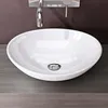 doporro Lavabo da Appoggio Ovale in Vetroceramica Bianco Anteprima dell’immagine prodotto 2