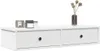 A white wooden shelf with two drawers is displayed against a white background. Decorative items, including a small lantern and a vase with dried flowers, are placed on top of the shelf. Anteprima dell’immagine prodotto