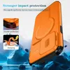 A product shot of an orange phone case with marketing text and graphics. Náhled obrázku produktu