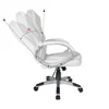 A white office chair is shown from the side with its backrest tilted back to demonstrate its recline feature. Produktbild-Vorschau