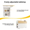 A kitchen island cart shown in two configurations: folded as a storage cabinet and unfolded with an extended tabletop. Produktbild-Vorschau