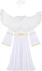 A white angel costume with wings and a halo, displayed flat against a white background. Podgląd zdjęcia produktu