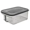 A clear plastic food storage container with a dark gray lid, shown from a slightly elevated side angle against a white background. Náhľad obrázku produktu