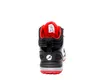 The back view of a black and red hiking boot. Produktbild-Vorschau