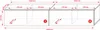 A technical drawing with dimensions of a TV cabinet. Voir les images du produit