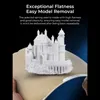 A 3D printed castle model is shown on a flexible build plate, highlighting its easy removal feature. Náhled obrázku produktu