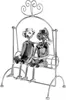 A metal sculpture of a couple sitting on a swing. Anteprima dell’immagine prodotto