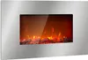 A modern electric fireplace mounted on a wall, with realistic LED flames and logs. Podgląd zdjęcia produktu