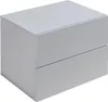 A light gray nightstand with two drawers is shown against a white background. Produktbild-Vorschau