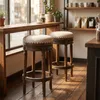 Barhocker Holz drehbar, gepolstert, Retro Design mit Nieten Produktbild-Vorschau 2