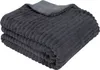 A folded dark gray plush blanket with a ribbed texture. Produktbild-Vorschau