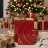 A Christmas-themed scene with a decorated tree and gifts, featuring a red advent calendar in the foreground. Produktbild-Vorschau