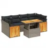 7-tlg. Garten-Sofagarnitur mit Kissen Grau Poly Rattan Produktbild-Vorschau 1