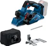 A Bosch cordless planer and its accessories are displayed against a white background. Podgląd zdjęcia produktu