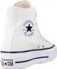 A white Converse Chuck Taylor All Star high-top sneaker with a platform sole, shown from the side and back. Voir les images du produit