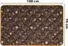 A brown pet mat with paw print and bone patterns, with dimensions indicated. Náhled obrázku produktu