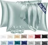 2er Set Satin Kissenbezug Grün 40x80 mit Haargummis Produktbild-Vorschau 1