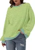 ASKSA Damen Sweatshirt Oversized Gestreift Farbblock Produktbild-Vorschau 3