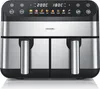 A front view of a dual-chamber air fryer on a white background. Produktbild-Vorschau