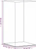 A line drawing of a transparent rectangular display case with dimensions indicated. Náhled obrázku produktu