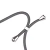 A close-up shot of a gray cord with silver metal ends, likely a phone lanyard or strap. Produktbild-Vorschau