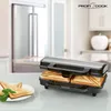 A ProfiCook sandwich maker is shown on a countertop with some prepared sandwiches on a plate. Podgląd zdjęcia produktu