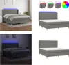 vidaXL Boxspringbett mit Matratze & LED Dunkelgrau 180x200 Produktbild-Vorschau 1