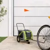 vidaXL Fahrradanhänger Hunde Grün und Schwarz Oxford-Gewebe Produktbild-Vorschau 2