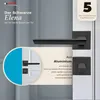 A close-up marketing image of a black door handle set with text and a graphic overlay. Produktbild-Vorschau