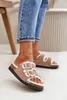 Damen Hausschuhe Pantoletten Mit Schnallen Und Fell Beige Produktbild-Vorschau 2