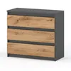 STIV Möbel | Kommode Grau Matt/Eiche Wotan 80x33,5x71,5 cm Produktbild-Vorschau 1
