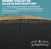 A large, double parasol is shown against a dark background, with marketing text in the upper portion of the image. Anteprima dell’immagine prodotto