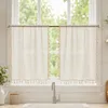 2 Stück Boho Scheibengardine mit Quasten Halbtransparent Produktbild-Vorschau 1