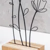 3er Set Aufsteller Blume Metall MDF Schwarz Natur Draht Produktbild-Vorschau 6