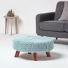 HOMESCAPES Gestrickter Fußhocker, 30 cm hoch, hellblau Produktbild-Vorschau 2
